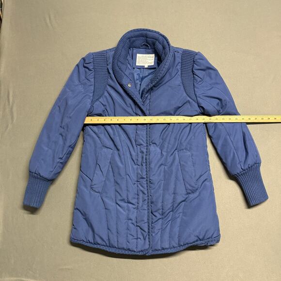 Vintage Quilted Snap Button Jacket‎ Size 10 Blue Women's Winter Coat - Picture 8 of 9
